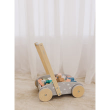 Load image into Gallery viewer, Bubble Wooden Baby Push Cart &amp; Walker with 45 Building Blocks
